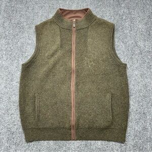 LL Bean Sweater Vest Full Zip Merino Lambs Wool